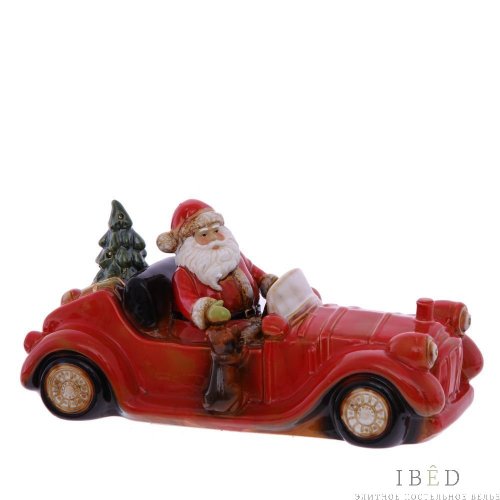 Фигурка декоративная "Дед Мороз на машине" с подсветкой